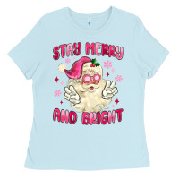 Baby Blue stay merry and bright Ladies Tee - MaliasSmallBusiness