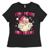 Black stay merry and bright Ladies Tee - MaliasSmallBusiness