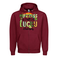 Burgundy my class is full of lucky charms Zipper Hoodie - MaliasSmallBusiness
