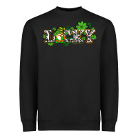 Black lucky with gnome and  shamrocks Heavyweight Sweatshirt - AdoDesignShop