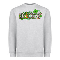 Heather Grey lucky with gnome and  shamrocks Heavyweight Sweatshirt - AdoDesignShop