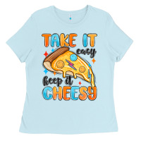 Baby Blue take it easy keep it cheesy Ladies Tee - MaliasSmallBusiness