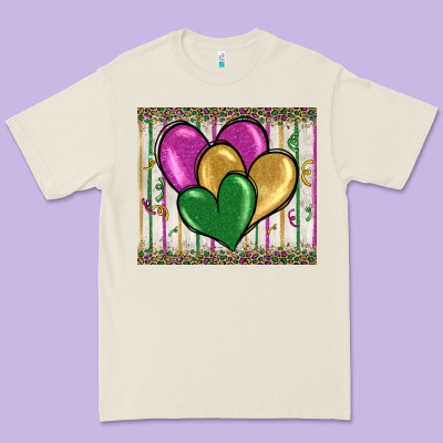 Mardi Gras Heart Premium Tee Designed By Barkaloodesign
