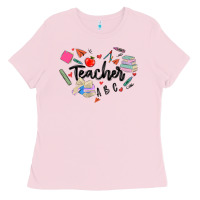 Bubblegum Pink teacher heart Ladies Tee - MaliasSmallBusiness