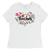 White teacher heart Ladies Tee - MaliasSmallBusiness