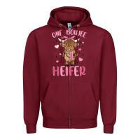 Burgundy one boujee heifer Zipper Hoodie - MaliasSmallBusiness
