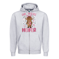 Heather Grey one boujee heifer Zipper Hoodie - MaliasSmallBusiness