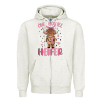 Oatmeal Heather one boujee heifer Zipper Hoodie - MaliasSmallBusiness