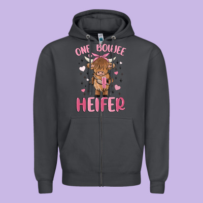 One Boujee Heifer Zipper Hoodie Designed By Maliassmallbusiness