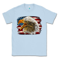 Dusty Blue Western American Flag Eagle Classic Tee - LillyAllenDesigns