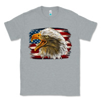 Heather Grey Western American Flag Eagle Classic Tee - LillyAllenDesigns