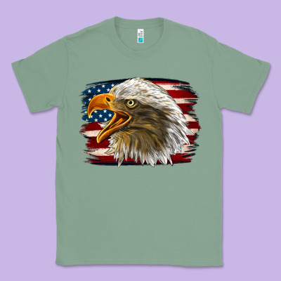 Western American Flag Eagle Classic Tee Designed By Lillyallendesigns