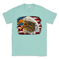 Seafoam Western American Flag Eagle Classic Tee - LillyAllenDesigns