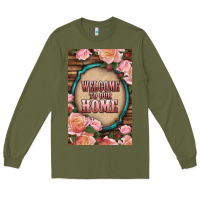 Army Green Western Welcome To Our Home Long Sleeve Tee - LillyAllenDesigns