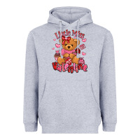 Heather Grey little miss valentine teddy bear Heavyweight Hoodie - LillyAllenDesigns