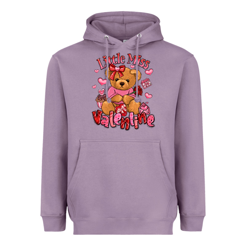 Little Miss Valentine Teddy Bear Heavyweight Hoodie by LillyAllenDesigns | Teevron