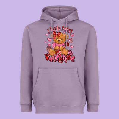 Little Miss Valentine Teddy Bear Heavyweight Hoodie Designed By Lillyallendesigns