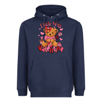 Navy little miss valentine teddy bear Heavyweight Hoodie - LillyAllenDesigns