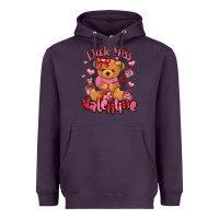 Plum little miss valentine teddy bear Heavyweight Hoodie - LillyAllenDesigns