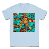 Dusty Blue cowboy boots with turquoise and aztec Classic Tee - Artiststas