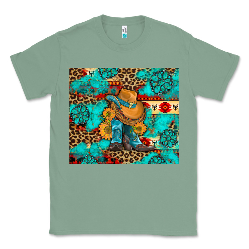 Cowboy Boots With Turquoise And Aztec Classic Tee by Artiststas | Teevron