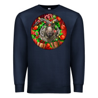Navy christmas navajo churro sheep Premium Sweatshirt - LillyAllenDesigns