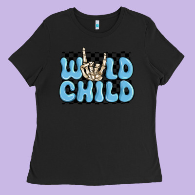 Ladies Tee wild child blue skeleton