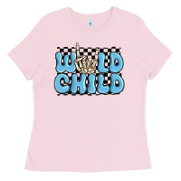 Bubblegum Pink wild child blue skeleton Ladies Tee - MaliasSmallBusiness