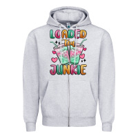 Heather Grey loaded tea junkie Zipper Hoodie - MaliasSmallBusiness