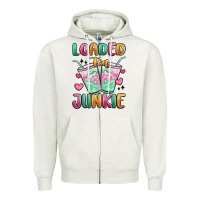 Oatmeal Heather loaded tea junkie Zipper Hoodie - MaliasSmallBusiness