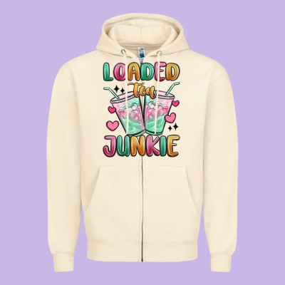 Loaded Tea Junkie Zipper Hoodie Designed By Maliassmallbusiness