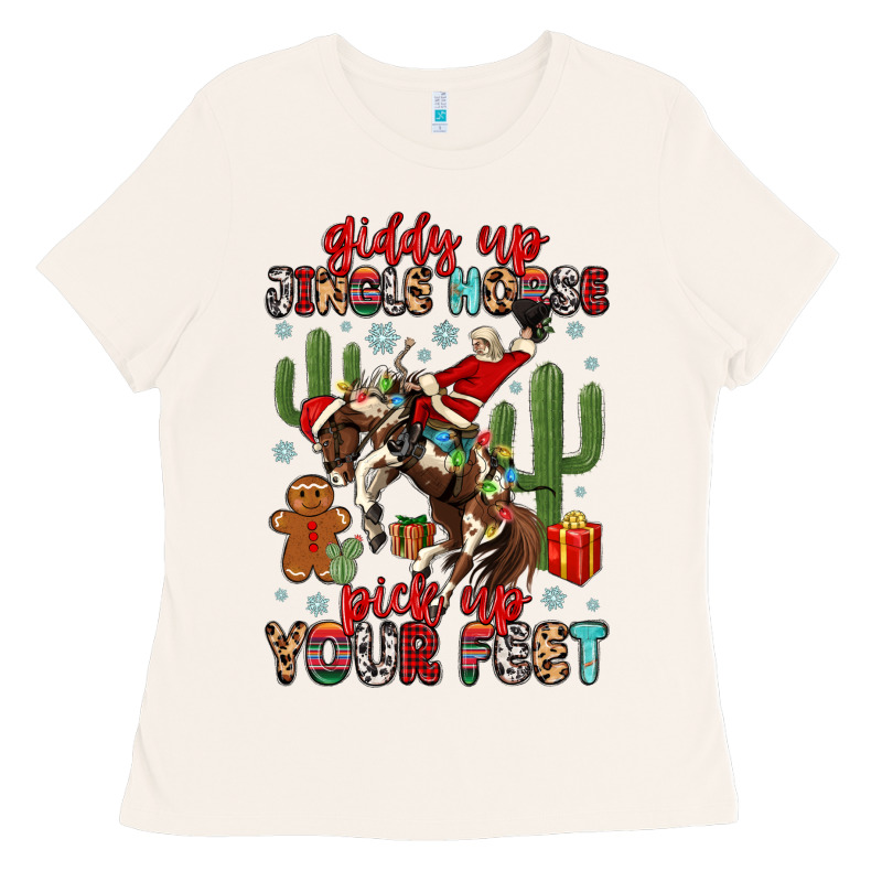 Giddy Up Jingle Horse Pick Up Your Feet Ladies Tee by MaliasSmallBusiness | Teevron