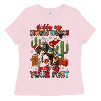 Bubblegum Pink giddy up jingle horse pick up your feet Ladies Tee - MaliasSmallBusiness