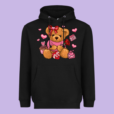 Valentines Day Teddy Bear Heavyweight Hoodie Designed By Lillyallendesigns