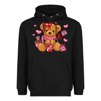 Black valentines day teddy bear Heavyweight Hoodie - LillyAllenDesigns