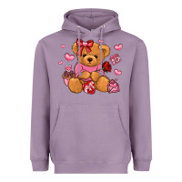 Lavender valentines day teddy bear Heavyweight Hoodie - LillyAllenDesigns