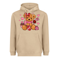 Mushroom valentines day teddy bear Heavyweight Hoodie - LillyAllenDesigns