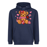 Navy valentines day teddy bear Heavyweight Hoodie - LillyAllenDesigns