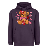 Plum valentines day teddy bear Heavyweight Hoodie - LillyAllenDesigns