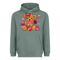 Sage valentines day teddy bear Heavyweight Hoodie - LillyAllenDesigns
