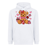 White valentines day teddy bear Heavyweight Hoodie - LillyAllenDesigns