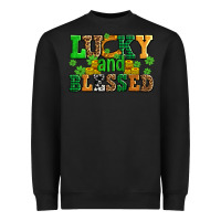Black lucky and blessed with coins and shamrocks Heavyweight Sweatshirt - AdoDesignShop