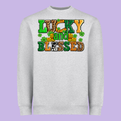 Lucky And Blessed With Coins And Shamrocks Heavyweight Sweatshirt Designed By Adodesignshop