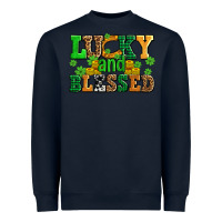 Navy lucky and blessed with coins and shamrocks Heavyweight Sweatshirt - AdoDesignShop