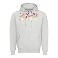 Dove Grey valentines day ghost Zipper Hoodie - MaliasSmallBusiness