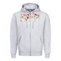 Heather Grey valentines day ghost Zipper Hoodie - MaliasSmallBusiness