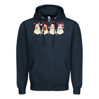 Navy valentines day ghost Zipper Hoodie - MaliasSmallBusiness