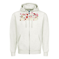 Oatmeal Heather valentines day ghost Zipper Hoodie - MaliasSmallBusiness