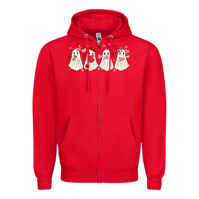 Valentines Day Ghost Zipper Hoodie by MaliasSmallBusiness | Teevron