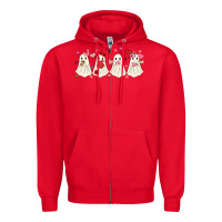 Red valentines day ghost Zipper Hoodie - MaliasSmallBusiness